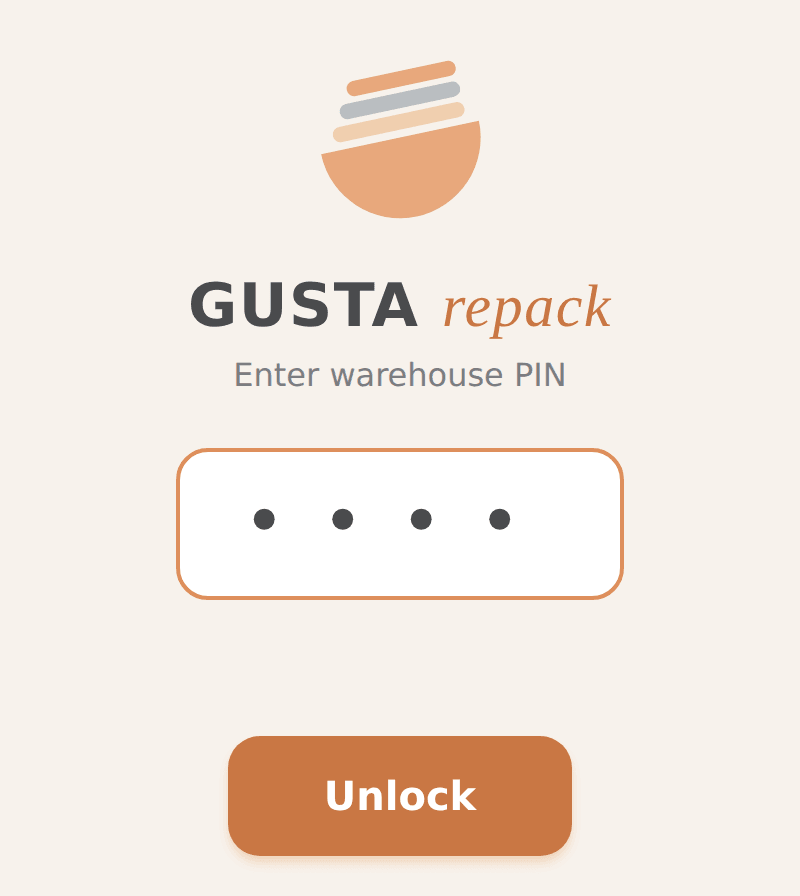 The unlock screen with a PIN box and an Unlock button