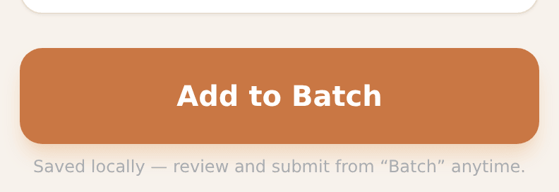 The big Add to Batch button at the bottom of the worksheet